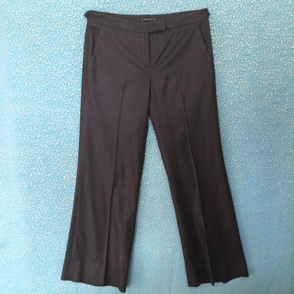 THEORY CHARCOAL GREY WOOL TROUSERS